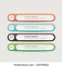 Vector One Two Three Four steps, progress banners with colorful tags.