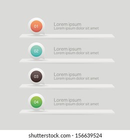 Vector One Two Three Four steps, progress banners and navigation elements with colorful tags.