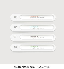 Vector One Two Three Four steps, progress banners and navigation elements with colorful tags.