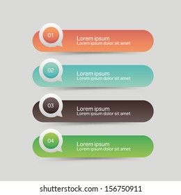 Vector One Two Three Four steps, progress banners with colorful tags.