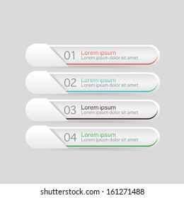 Vector One Two Three Four steps, progress banners with colorful tags.