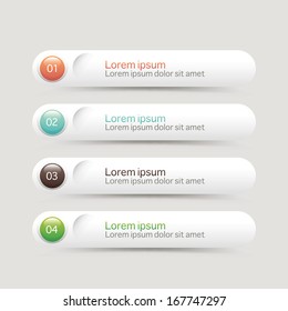 Vector One Two Three Four steps, progress banners with colorful tags.