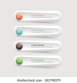 Vector One Two Three Four steps, progress banners with colorful tags.