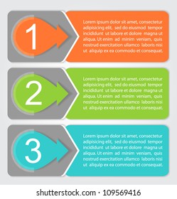 Vector One, Two, Three progress labels with arrows