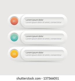 Vector One Two Three steps, progress banners with colorful tags.