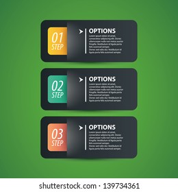 Vector One Two Three steps, progress banners with colorful tags.