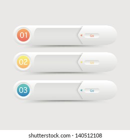 Vector One Two Three steps, progress banners with colorful tags.