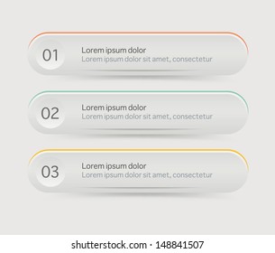 Vector One Two Three steps, progress banners with colorful tags.
