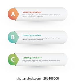 Vector One Two Three steps; progress banners with colorful tags.