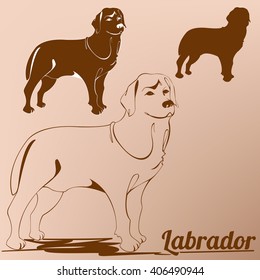 vector one-color image of a dog Labrador, silhouette, outline