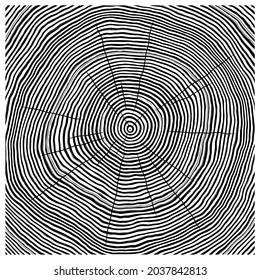 Vector One-Color Tree-Rings or Annual Rings Background