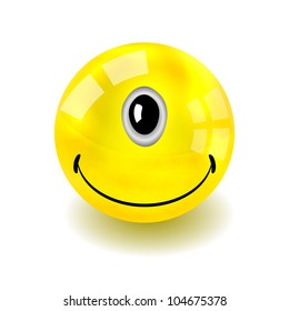 Vector one-eyed yellow face isolated on white. Eps10