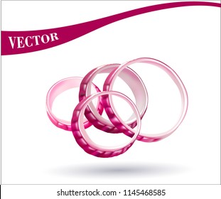Vector onion rings.
Red onions, slices of onions.A scattering of ringlets onions on a white background.Isolated vector illustration.