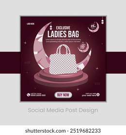 Vector en línea Bolsos Oferta especial Black Friday Anuncio de redes sociales o Plantillas de carteles