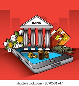 vector online bank background or digital payment