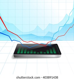 Vector online banking concept - pay and receive money using mobile phone on white background