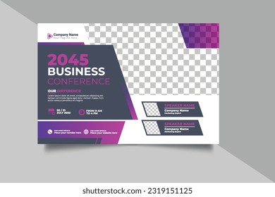 Vector online business conference flyer live webinar banner invitation and social media post template