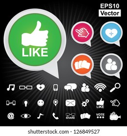 Vector : Online Community Concept Present By Set of Social Network Or Social Media Icon in Black Shiny Background