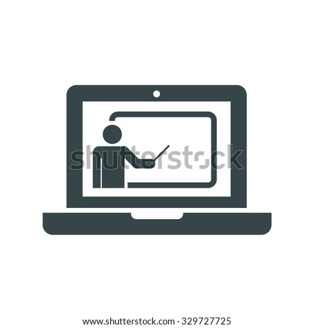Vector online conference or presentation icon. flat style. webinar and training on the web