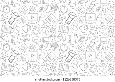 Vector Online course pattern. Online course seamless background