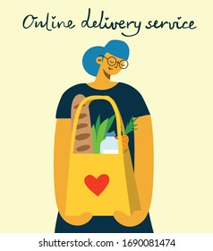 Vector Online delivery service concept, Food delivery service concept, online order service in the flat style