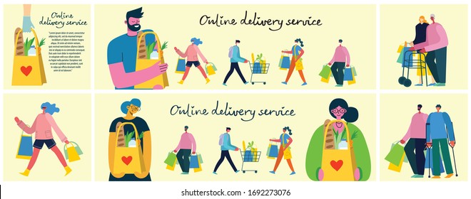 Vector Online delivery service concept, Food delivery service concept, online order service in the flat style