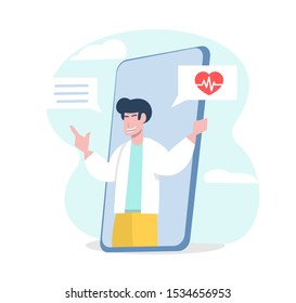 vector online doctor,doctor online on a smartphone, online medical consultation, Healthcare services, Ask a doctor.vector illustration doctor suitable for web,ui and mobile app