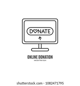 Vector Online Donation Symbol In Linear Style 