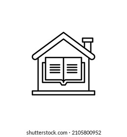 Vector online education concept vector icon -Home, house with book educational online education vector icon distant e-learning.