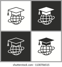 Vector online education icon. Academic study, learning symbol. Illustration isolated. Simple pictogram for graphic and web design.