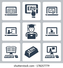 Vector online education icons set