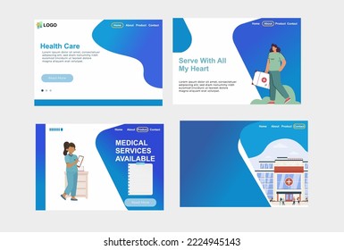 vector online hospital, professional help in hospital. Patient encounter and diagnosis, Hospital website or webpage template