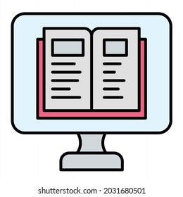 Vector Online Learning Filled Outline Icon Design
