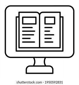 Diseño de iconos de esquema de aprendizaje en línea de vectores
