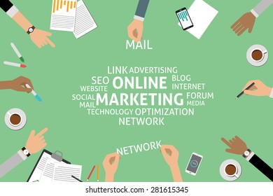 vector online marketing concept,template