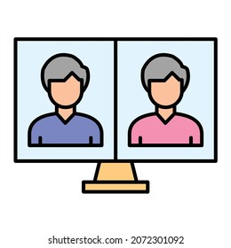 Vector Online Meeting Filled Outline Icon Design

