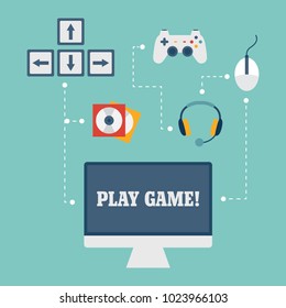 Vector online and mobile game icons and signs