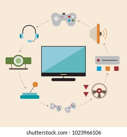Vector online and mobile game icons and signs