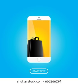 Vector online mobile shopping concept background. vector mobile marketing and commerce background icon .