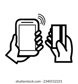 Vektor, Online-Zahlung von Debit- oder Dredit-Karte, über Mobiltelefon
