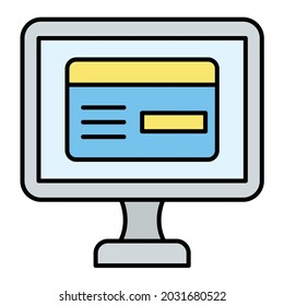 Vector Online Payment Filled Outline Icon Design
