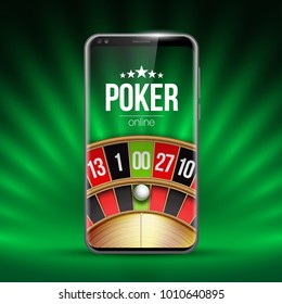 Vector Online Poker casino banner with a mobile Samsung Galaxy S8 S9?, chips playing cards and dice. Luxury Banner Jackpot Online Casino. New model Smartphone advertising poster Samsung Galaxy S8 S9