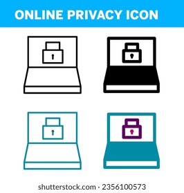 VECTOR ONLINE PRIVACY ICON IN STROKE AND FILL AND COLOR VERSION