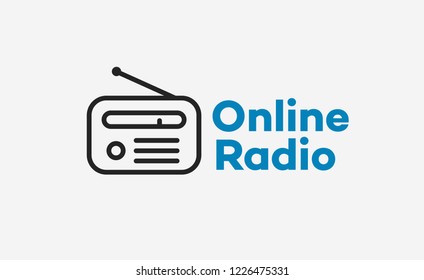 Vector online radio logo isolated on white background for online radio station, blog, website, streaming. 10 eps
