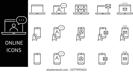 Vektorsymbol-Set für Online- und Remote-Linien