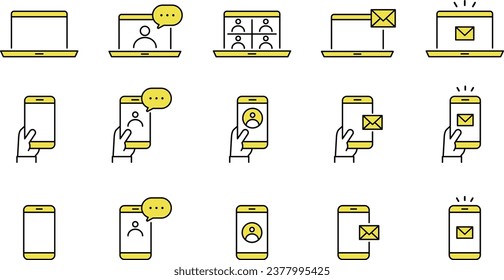 Vector Online and Remote Line Icon Set