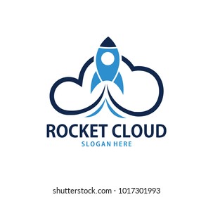 vector online rocket fast cloud storage logo design for web logo, application logo, icons, brand identity and more