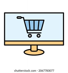 Vector Online Shop Filled Outline Icon Design
