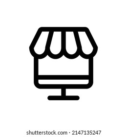 Esquema del icono de la tienda en línea del vector