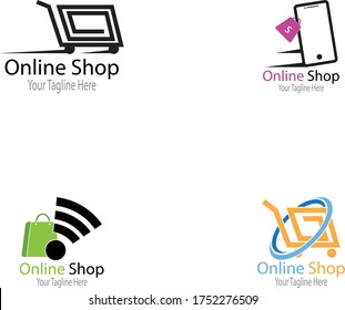 Vector - online shop logo design vector icon. shopping logo design